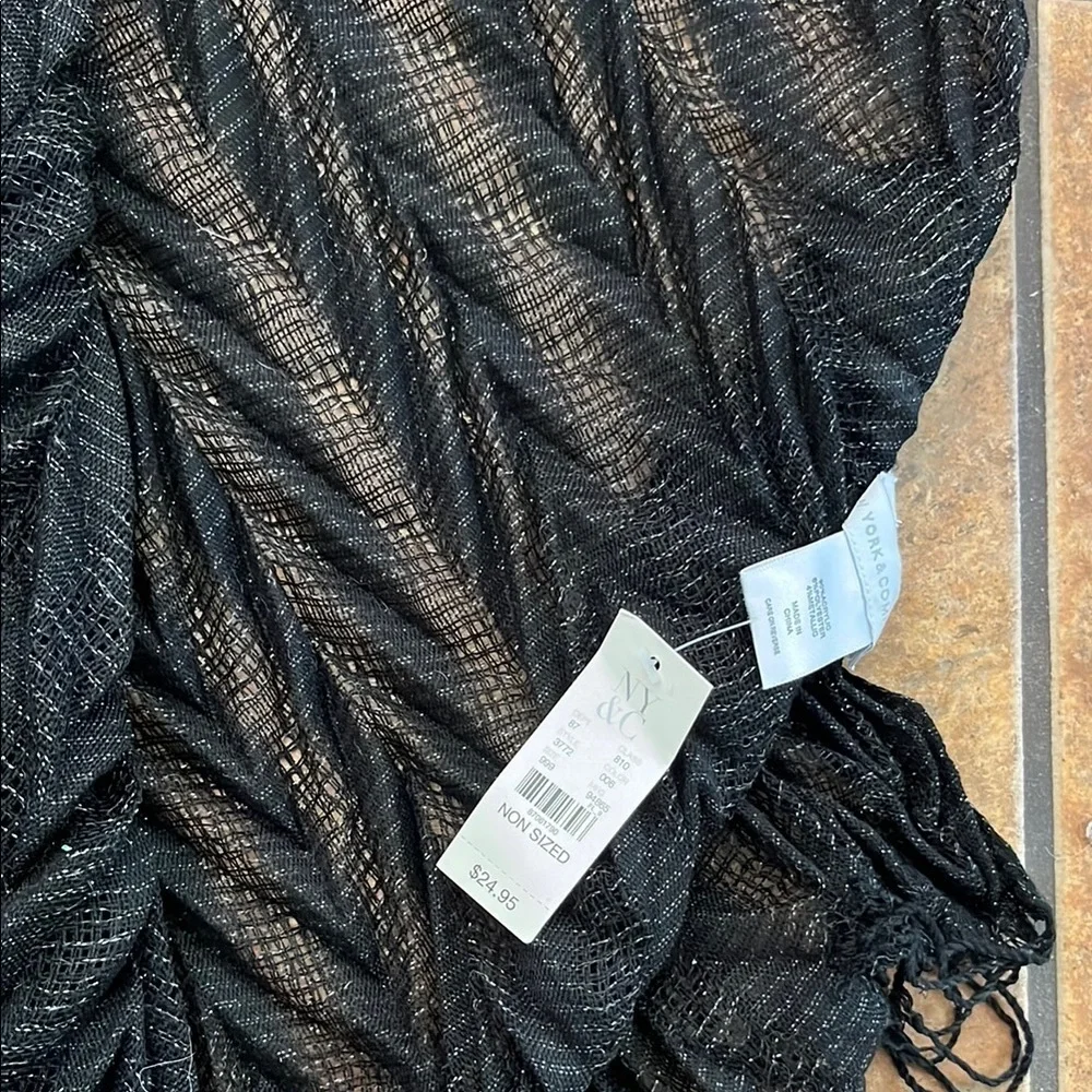 Black Chevron Fringe Shawl New York Company